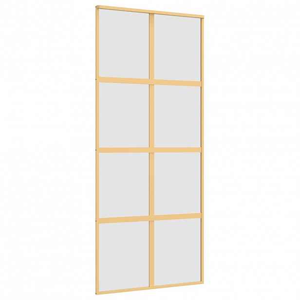 vidaXL Posuvné dveře zlaté 90 x 205 cm mléčné ESG sklo a hliník