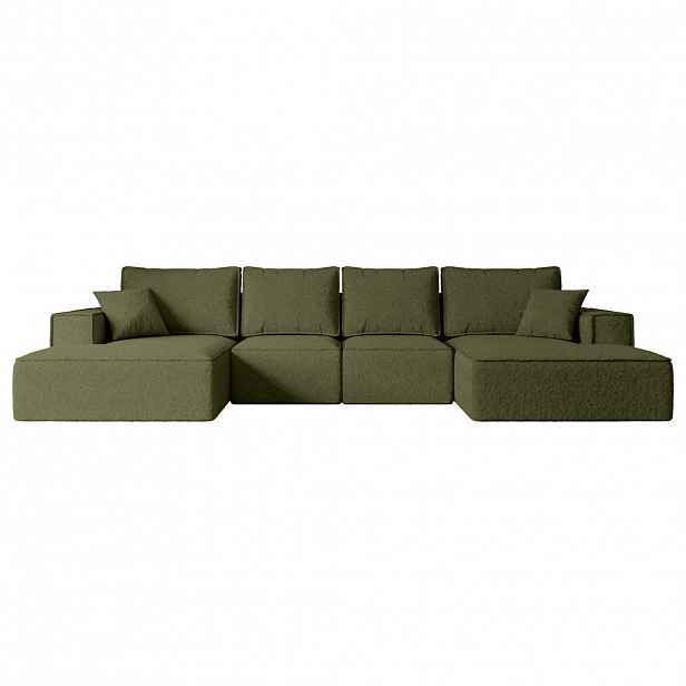 ALTDECOR OBÝVACÍ SADA s funkcí lůžka a úložným prostorem pod postelí SIERRA-U-S – 349 x 161 x 87 cm, zelená buklé