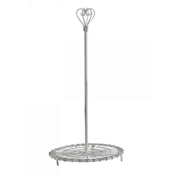 Bílý kovový stojan na kuchyňské utěrky s ozdobou Fill - Ø 16*33 cm Chic Antique