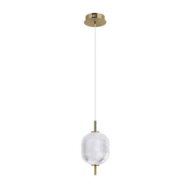 Lampa Pendel Led Zlatá Průhledná 8W Akryl do kuchyně Corado Italux