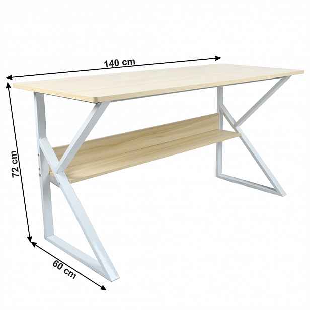 Pracovní stůl s policí TARCAL dub / bílá Tempo Kondela 140x60 cm