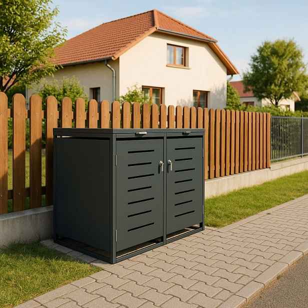Přístřešek na 2 popelnice 240 l kovový antracit