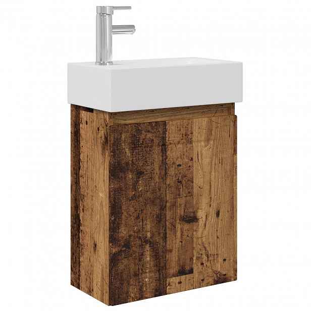 vidaXL Koupelnová skříňka s baterií Staré dřevo 45,5 x 25,5 x 84 cm