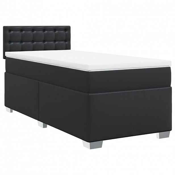 vidaXL Box spring postel s matrací černá 100x200 cm umělá kůže
