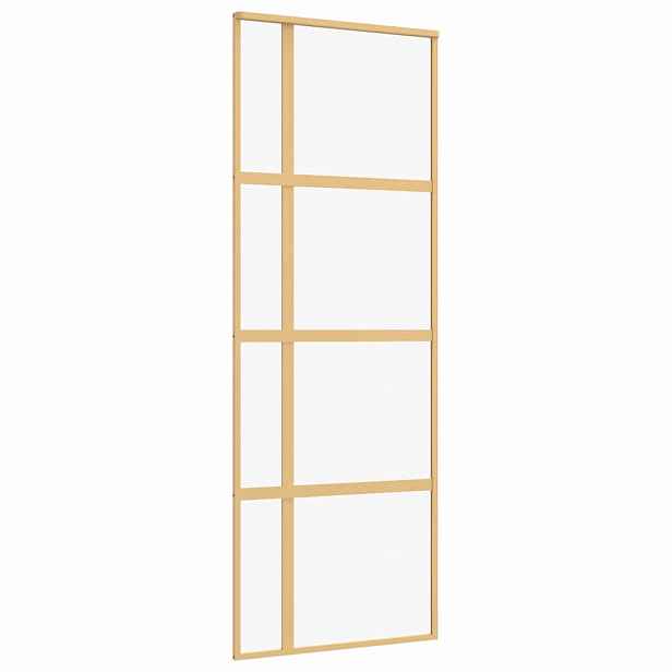 vidaXL Posuvné dveře zlaté 76 x 205 cm čiré ESG sklo a hliník