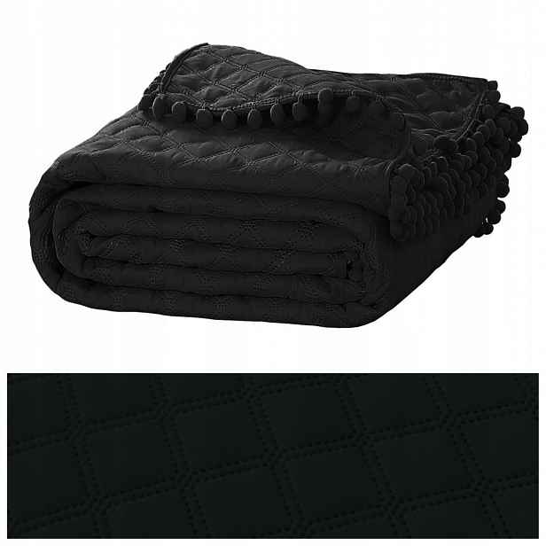 Přikrývka na postel 240x220 Prošívaná Oboustranná Pompoo Černá