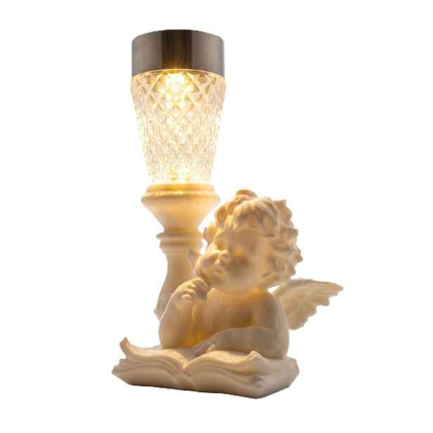 Velký Solární Anděl 25 CM Led Lampion Hřbitovní Svíčka Anděl S Knihou Na Hřbitov