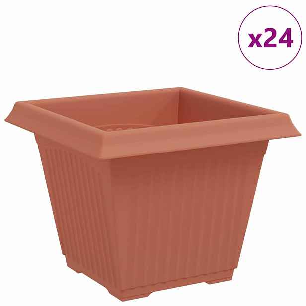 vidaXL Čtvercový květináč 24 ks Cihlově červená 38 x 38 x 30 cm Plast
