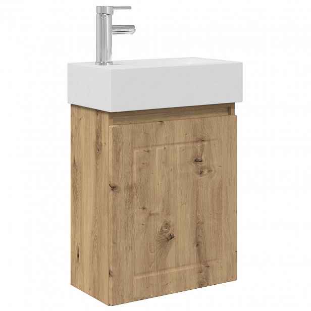 vidaXL Koupelnová skříňka s baterií Dub artisan 45,5 x 25,5 x 84 cm