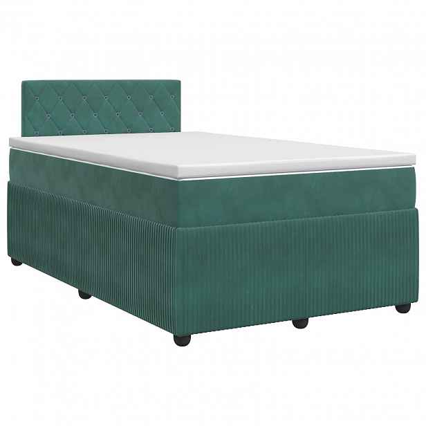 vidaXL Postel boxspring s matrací Tmavě zelená 120 x 190 cm Samet