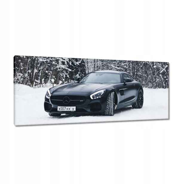 Obrazy 100x40 Černý Mercedes Zima