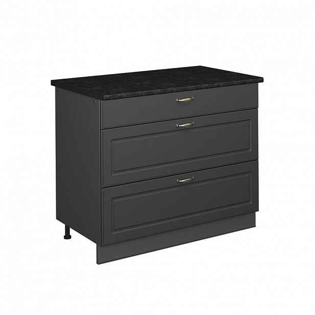 Vicco SPODNÍ SKŘÍŇKA KUCHYŇSKÉ LINKY Fame-Line, Anthrazit-Gold Landhaus/Antracit, 100 cm, PD Antracit