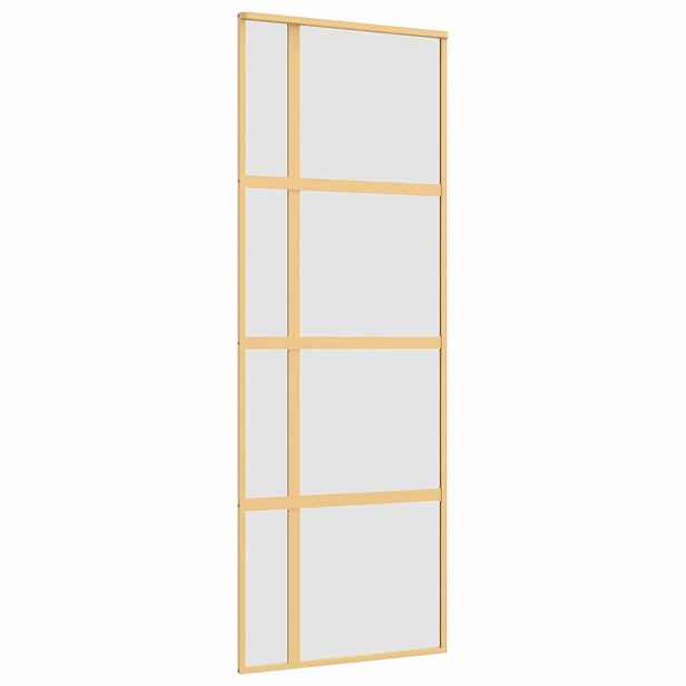 vidaXL Posuvné dveře zlaté 76 x 205 cm mléčné ESG sklo a hliník