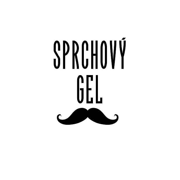Označto Štítek/nálepka do koupelny Sprchový gel - SLIM - knír Barva písma: Stříbrná