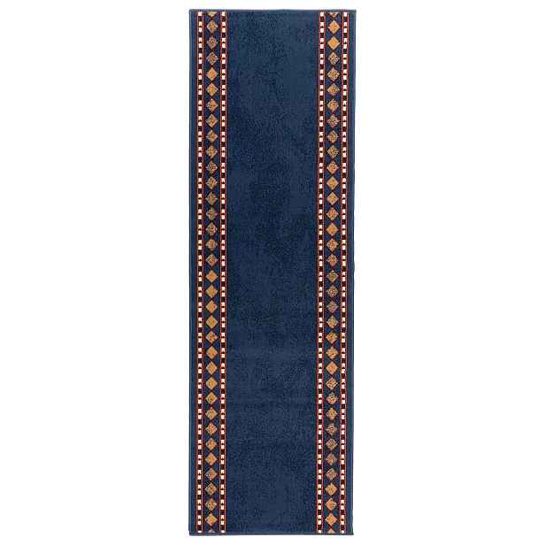 vidaXL Běhoun FLORNES Tkaný Modrá Diamanty 67 x 250 cm PP 7 mm