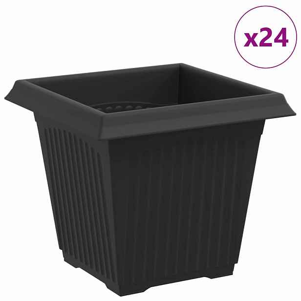 vidaXL Čtvercový květináč 24 ks Černá 16 x 16 x 14 cm Plast
