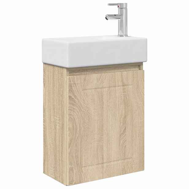 vidaXL Koupelnová skříňka s baterií Dub sonoma 45,5 x 25,5 x 84 cm