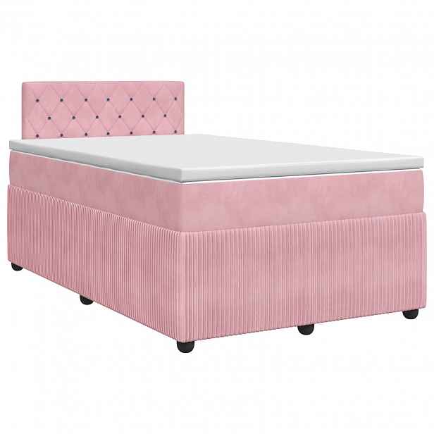 vidaXL Postel boxspring s matrací s čelo Růžová 120 x 190 cm Samet