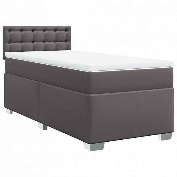 vidaXL Box spring postel s matrací šedá 100x200 cm umělá kůže