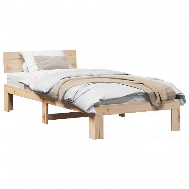 vidaXL Rám postele s čelo Přírodní 90 x 190 cm Masivní borové dřevo