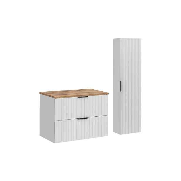 Comad Koupelnová sestava Casad s deskou a skříňkami 80 cm bílá/dub wotan