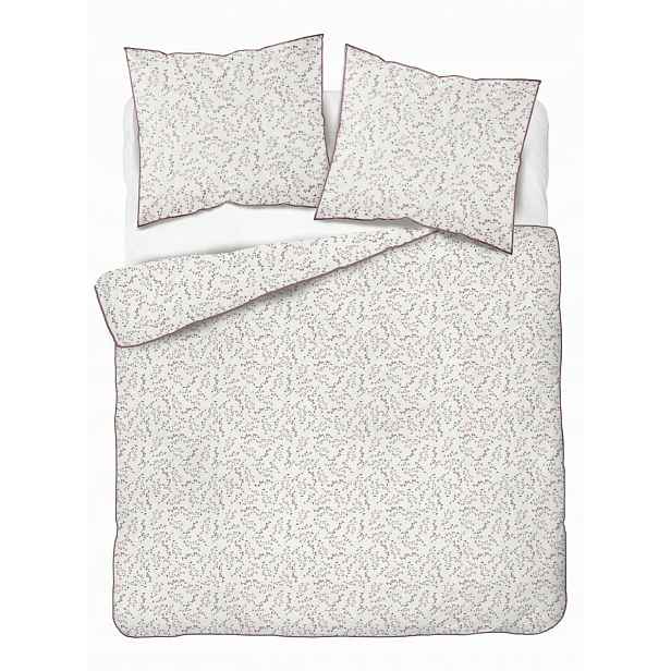 Povlečení z perkálu 160x200 bílé s růžovými větvičkami květů Soft Garden