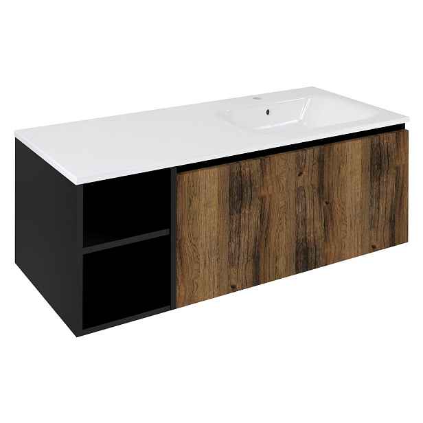Sapho LOREA skříňka 120x46x51,5cm (30P+90cm), pravá, dub collingwood/černá mat