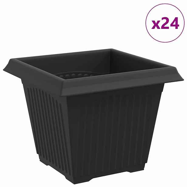 vidaXL Čtvercový květináč 24 ks Černá 20 x 20 x 16 cm Plast