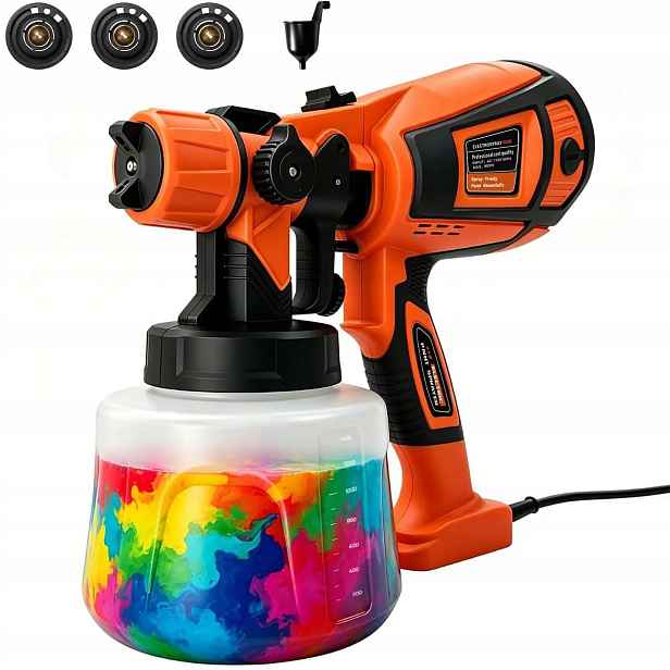Vysokotlaká Stříkací Pistole Na Barvu 1400ML 3 Nastavitelné Trysky 700W Pro Domácnost