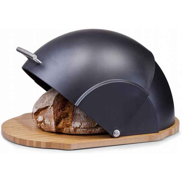 Zeller 27282 Bambusový chlebník s plastovým víkem, černý, 37 cm