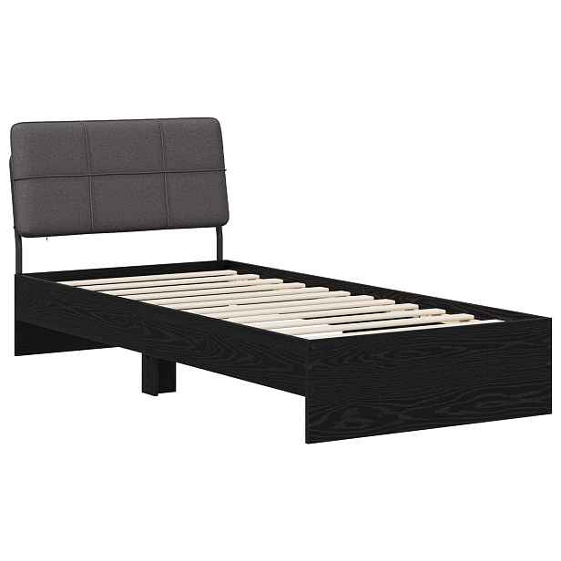 vidaXL Jednolůžková postel s čelem černý dub a tmavě šedá 90 x 190 cm