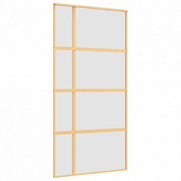 vidaXL Posuvné dveře zlaté 102,5 x 205 cm mléčné ESG sklo a hliník