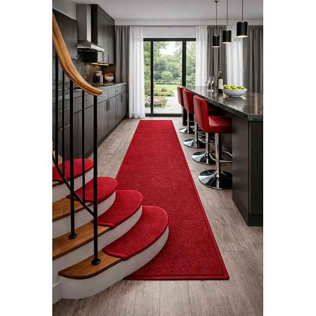 Nášlapy na schody Eton červený obdélník, samolepící - 25x80 obdélník (rozměr včetně ohybu) Vopi
