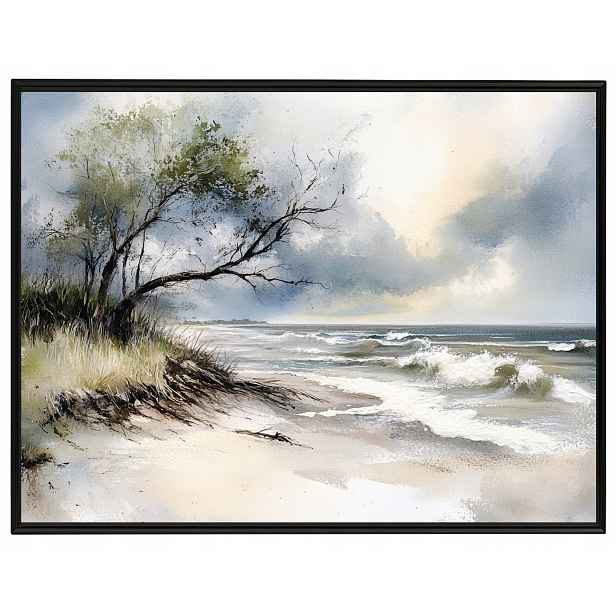 Plakát Rámeček Hliníkový Krajina Moře Vlny Baltské Pláž Duny Strom 80x60