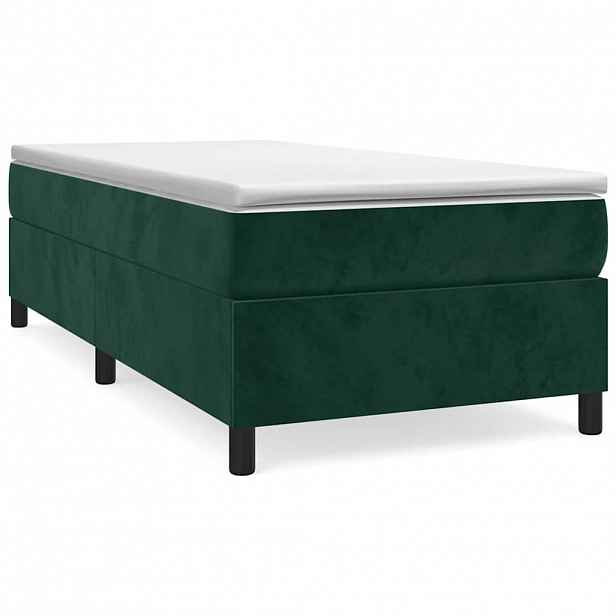 vidaXL Rám postele s boxspringem tmavě zelená 90 x 190 cm samet