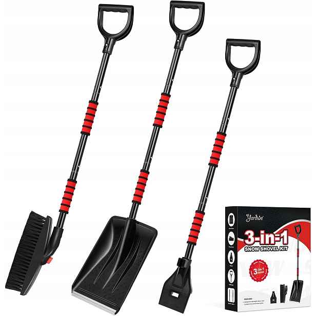 Lopata na sníh 3v1 Kartáč Teleskopická škrabka Sada na odklízení sněhu