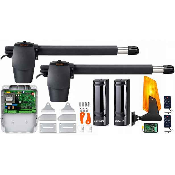 Pohon pro dvoukřídlou bránu Genius G-bat 300 2 x dálkové ovládání, foto, lampa