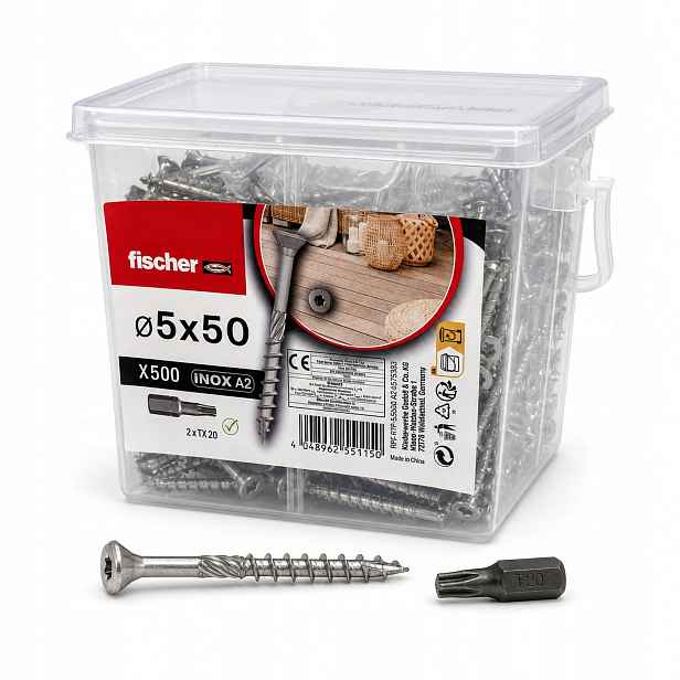 Terasové vruty Fischer Fts-rtp 5,0x50 mm TX20 nerezové inox 500ks