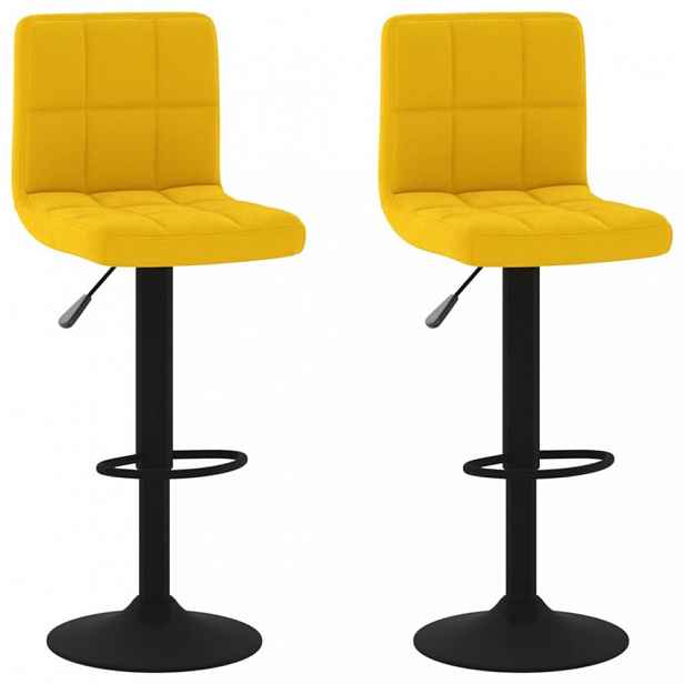 Barová židle 2 ks samet / kov Žlutá