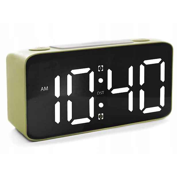 Budík Jvd SB2020.1 Zelený Alarm Snooze Podsvícení