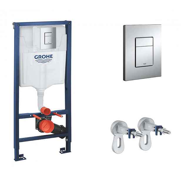 Grohe Rapid SL - Předstěnový instalační set pro závěsné WC, výška 1,13 m, ovládací tlačítko Skate Cosmopolitan, chrom 38772001