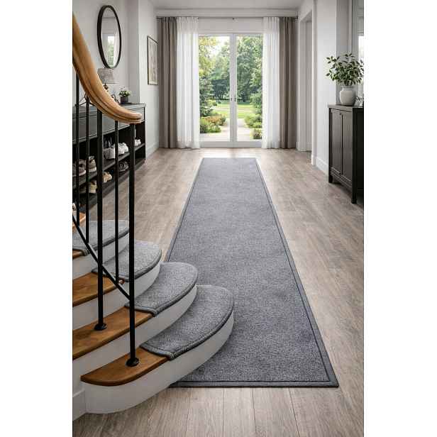 Nášlapy na schody Eton šedý obdélník, samolepící - 25x80 obdélník (rozměr včetně ohybu) Vopi