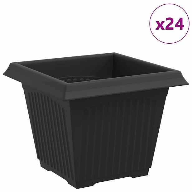 vidaXL Čtvercový květináč 24 ks Černá 33 x 33 x 26 cm Plast