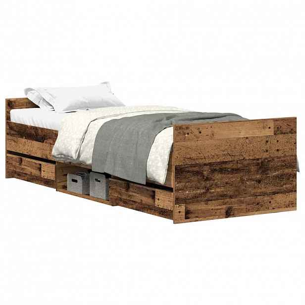 vidaXL Rám postele bez matrace Staré dřevo 90x190cm Technické dřevo