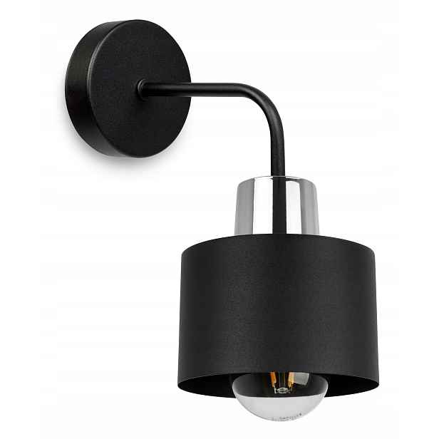 Nástěnná Lampa Stropní Svítidlo S Klosz Černá Led