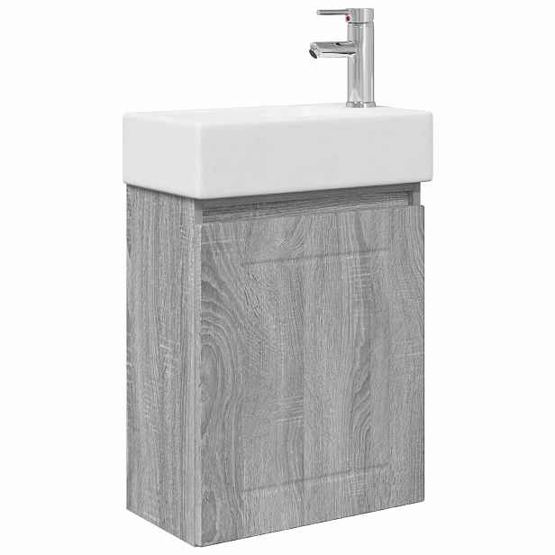 vidaXL Koupelnová skříňka s baterií Šedý Sonoma 45,5 x 25,5 x 84 cm