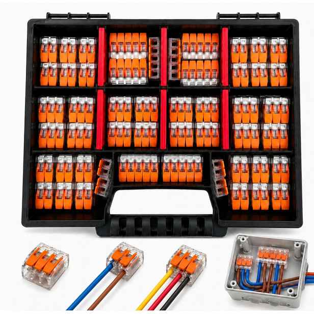 Elektrické rychlospojky sada 96 ks 2/3/5 pin 0,75-4 mm² organizér Ydyp