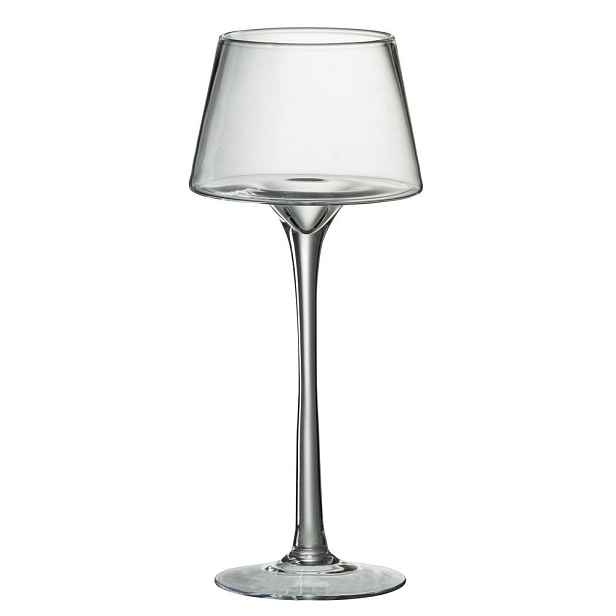 Skleněný veliký svícen na noze Hurricane - Ø 15*35 cm J-Line by Jolipa