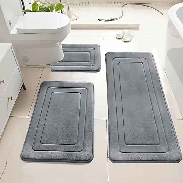 TEMU 3-balení Ultra absorpční koupelnové předložky | Protiskluzové koupelnové koberce, měkký a pohodlný polyester, obdélníkový tvar, strojově