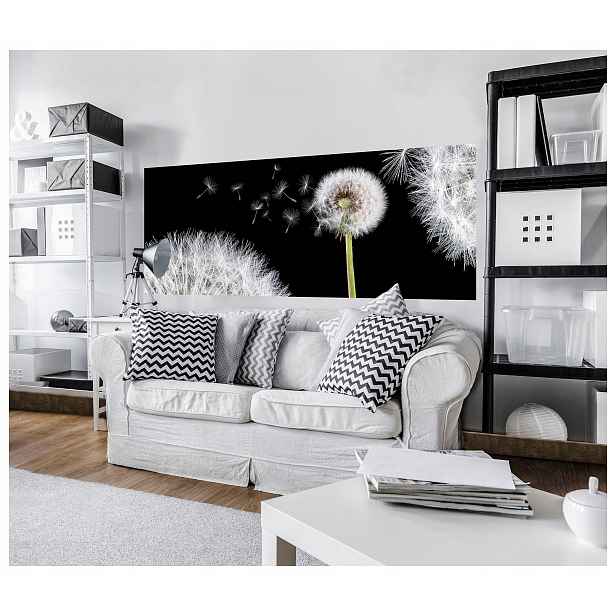 Vliesová fototapeta Pampeliška na černém pozadí Makro 250x104 lepidlo